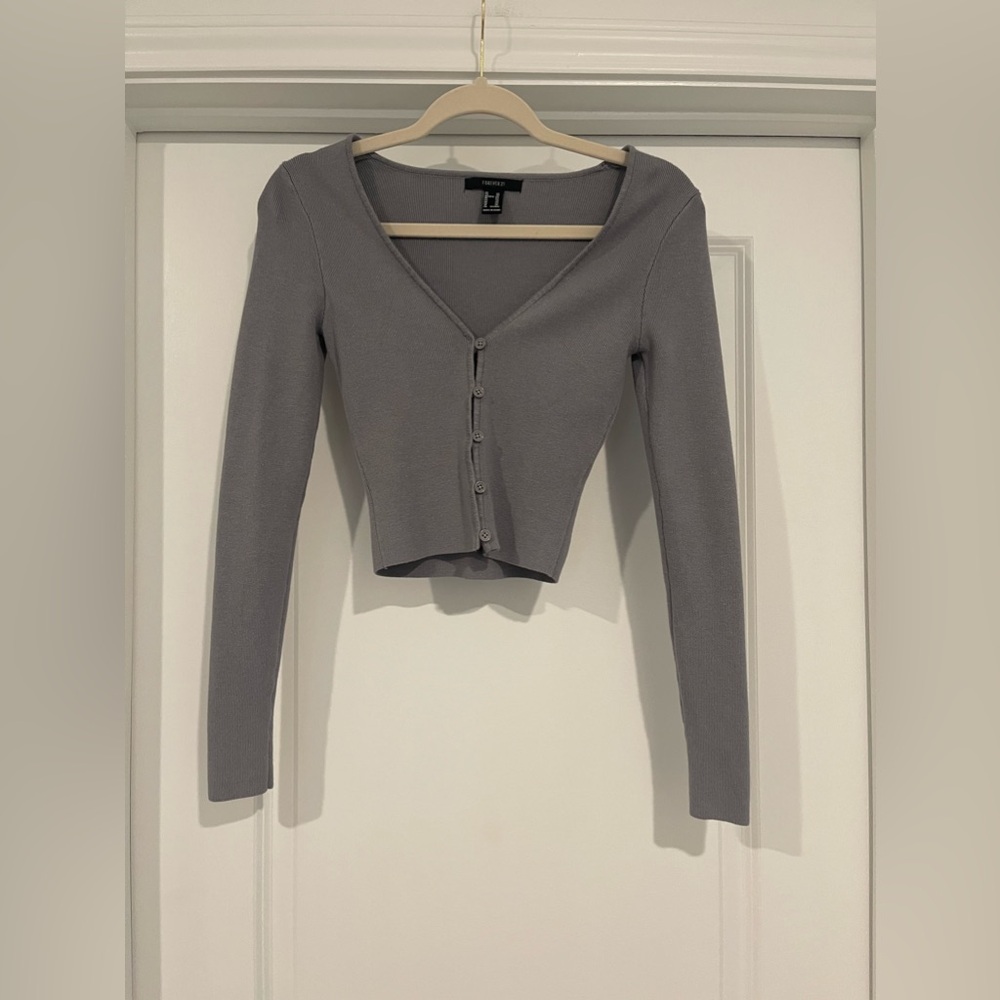 Gray Button Up Cardigan